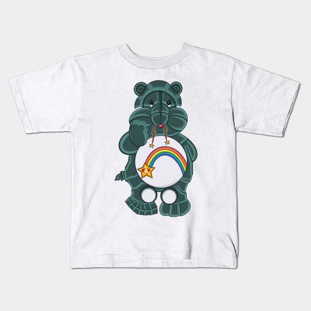 mecha cyborg green care bear Kids T-Shirt by ryroxtoons